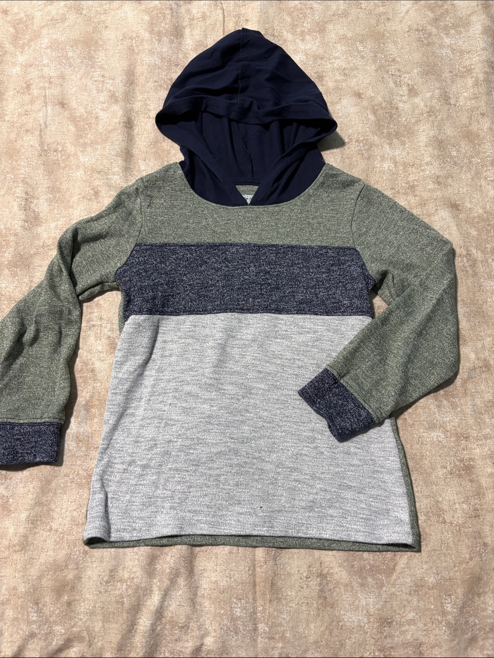 The Children's Place Boys' Hooded Long Sleeve Colorblock Tee - Navy, Olive, Gray